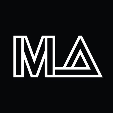 Siyah zemin üzerinde çizgi biçimi negatif alan olan MA Logosu