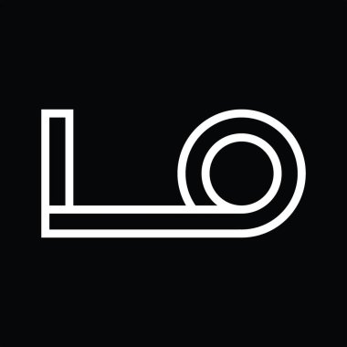 Kara zemin üzerinde çizgi biçimi negatif alan ile LO Logo monogramı