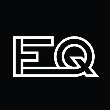 Siyah zemin üzerinde çizgi biçimi negatif alan ile EQ logo monogramı