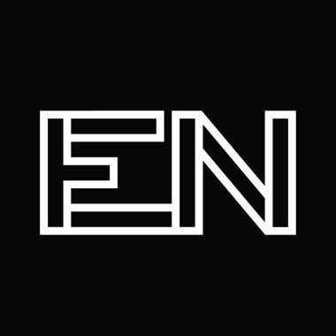 Siyah zemin üzerinde çizgi biçimi negatif alana sahip EN logo monogramı
