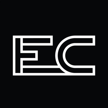 Siyah zemin üzerinde çizgi biçimi negatif alana sahip AK logo monogramı