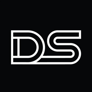 DS Logo monogramı çizgi biçimi negatif zemin üzerine