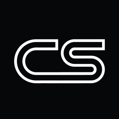 Siyah zemin üzerinde çizgi biçimi negatif alan ile CS Logo monogramı