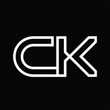 CK Logo monogramı çizgi biçimi negatif zemin üzerinde boşluk