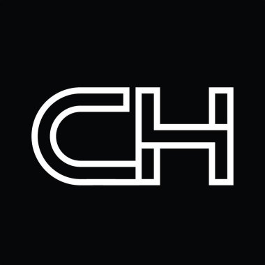 CH logo monogramı çizgi biçimi negatif zemin üzerine