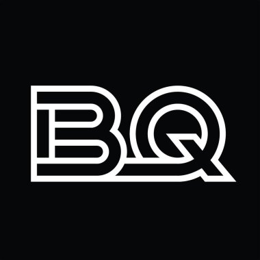 Siyah zemin üzerinde çizgi biçimi negatif alana sahip BQ Logo monogramı