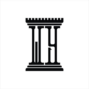 Sütun biçimli WY logo monogramı beyaz arkaplan tasarım şablonu