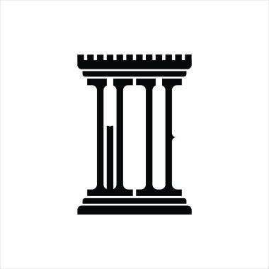 Sütun biçimli WU logo monogramı beyaz arkaplan tasarım şablonu