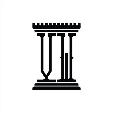 Sütun biçimli VW logo monogramı beyaz arkaplan tasarım şablonu