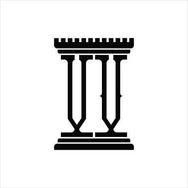 Sütun biçimli VV logo monogramı beyaz arkaplan tasarım şablonu