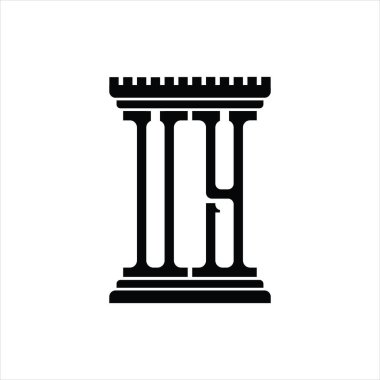 Sütun biçimli UY logo monogramı beyaz arkaplan tasarım şablonu