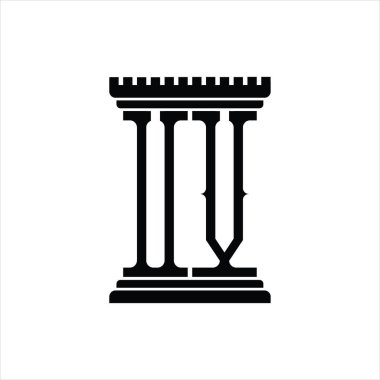 Sütun biçimli UV logo monogramı beyaz arkaplan tasarım şablonu