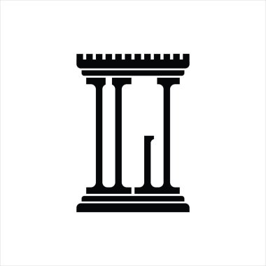 Sütun biçimli UJ logo monogramı beyaz arkaplan tasarım şablonu