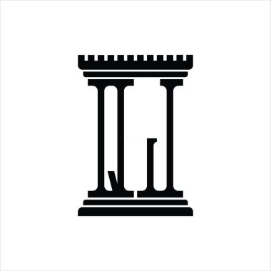Sütun biçimli QJ logo monogramı beyaz arkaplan tasarım şablonu