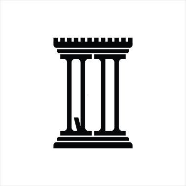Sütun biçimli QD logo monogramı beyaz arkaplan tasarım şablonu