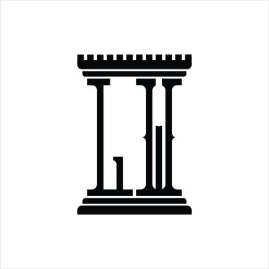 Sütun biçimli LW logo monogramı beyaz arkaplan tasarım şablonu