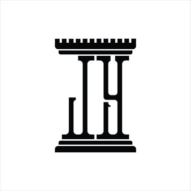 Sütun biçimli JY logo monogramı beyaz arkaplan tasarım şablonu