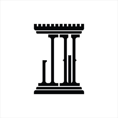 Sütun biçimli JW logo monogramı beyaz arkaplan tasarım şablonu