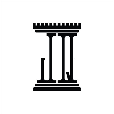 Sütun biçimli JQ logo monogramı beyaz arkaplan tasarım şablonu