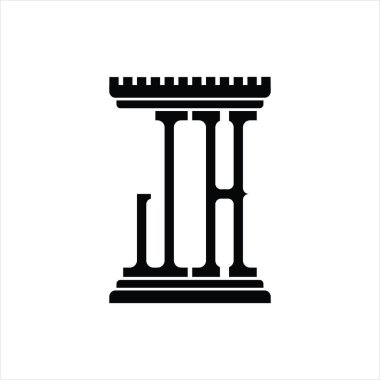 Sütun biçimli JH logo monogramı beyaz arkaplan tasarım şablonu