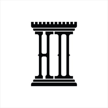Sütun biçimli beyaz arkaplan dizayn şablonlu HO logo monogramı