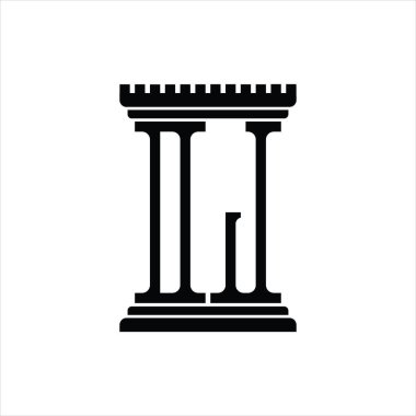 Sütun biçimli DJ logosu beyaz arkaplan tasarım şablonu