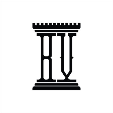 Sütun biçimli BV logo monogramı beyaz arkaplan tasarım şablonu