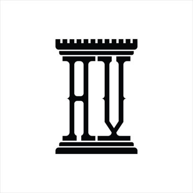 Sütun biçimli AV logo monogramı beyaz arkaplan tasarım şablonu