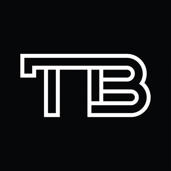 黒い地面に線のスタイルの負のスペースとTbのロゴのモノグラム — ストックベクタ