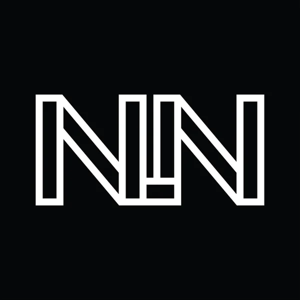 Siyah Zemin Üzerinde Çizgi Biçimi Negatif Alana Sahip Logo Monogramı — Stok Vektör