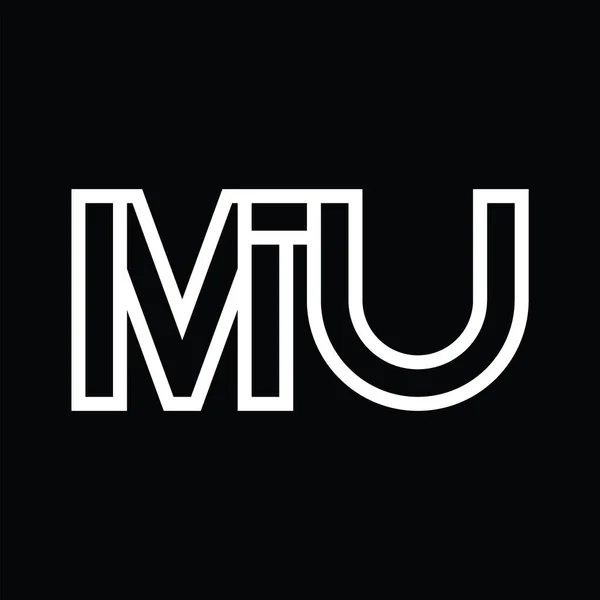 黑土上带有线形负空间的Mu Logo单字 — 图库矢量图片