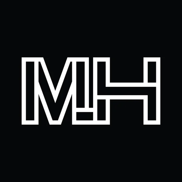 Siyah Zemin Üzerinde Çizgi Biçimi Negatif Alana Sahip Logo Monogramı — Stok Vektör