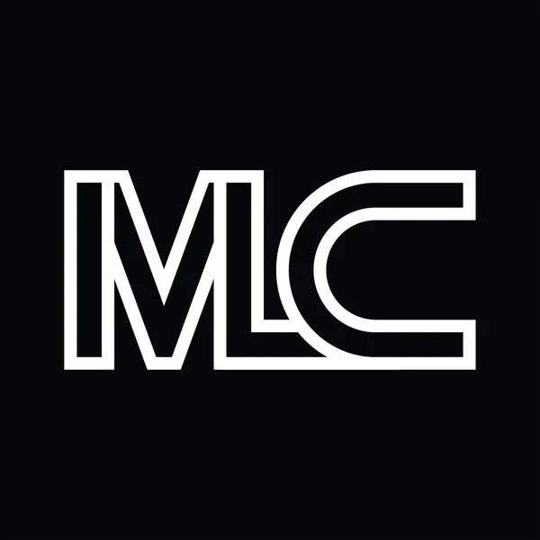 ブラックグラウンド上のラインスタイルの負のスペースとMcのロゴのモノグラム — ストックベクタ