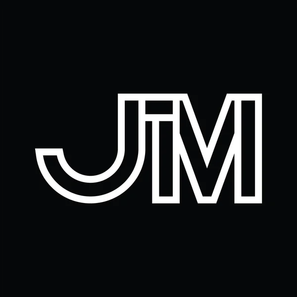 Jm黒地にラインスタイルの負のスペースとロゴのモノグラム — ストックベクタ