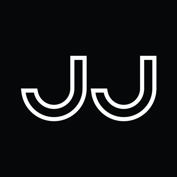 Logo Monogram Line Style Negative Space Blackground — 스톡 벡터