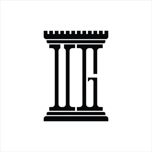 Монограмма Логотипа Формой Столба Белый Шаблон Дизайна Фона — стоковый вектор