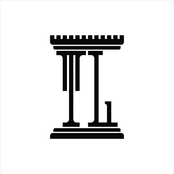 Монограмма Логотипа Белой Формой Колонны — стоковый вектор