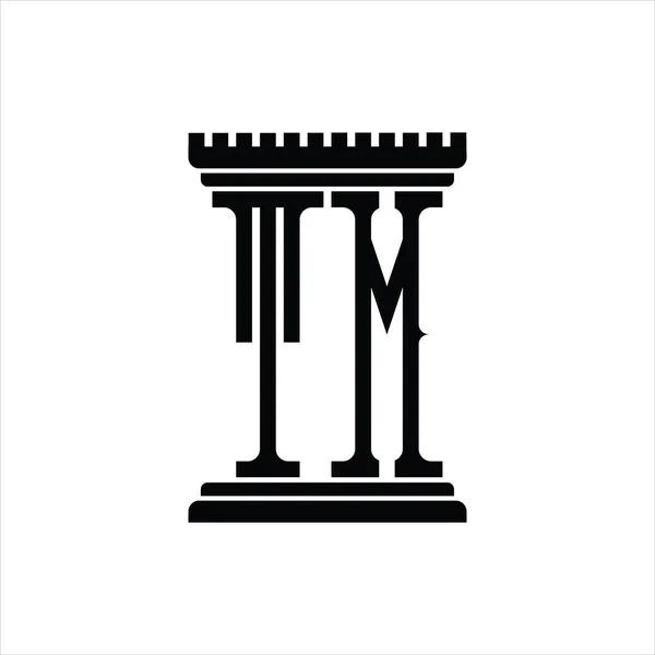 Logo Monogram Met Pilaar Vorm Witte Achtergrond Ontwerp Template — Stockvector