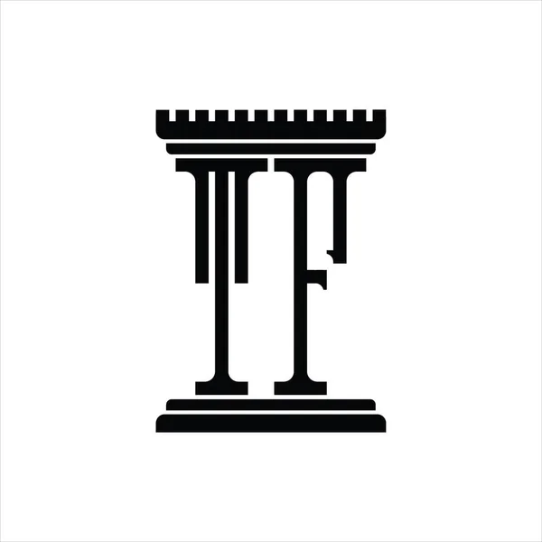 柱形の白い背景デザインテンプレートとTfロゴのモノグラム — ストックベクタ