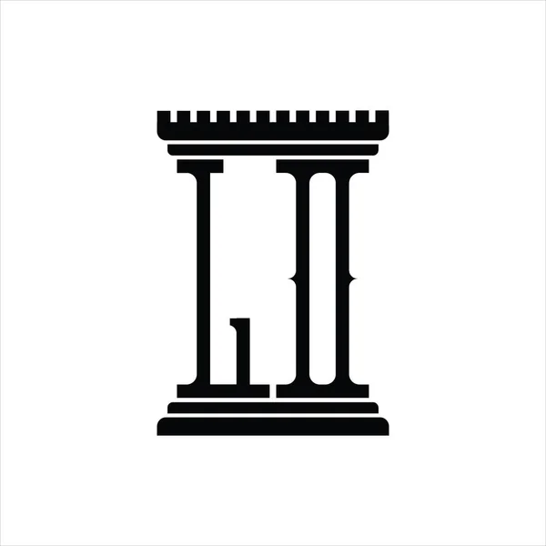 Logotyp Monogram Med Pelare Form Vit Bakgrund Design Mall — Stock vektor