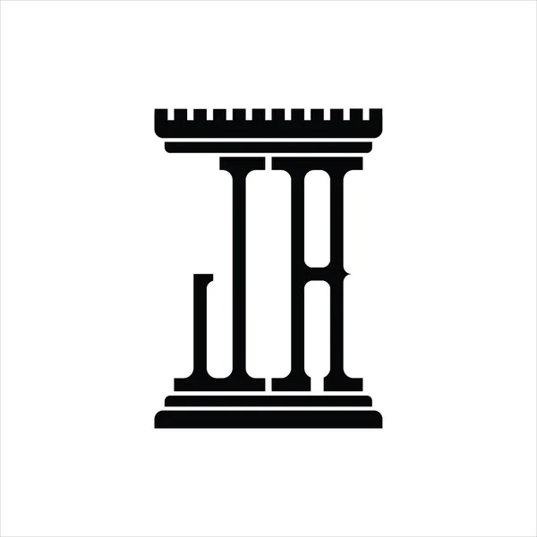 Logotyp Monogram Med Pelare Form Vit Bakgrund Design Mall — Stock vektor