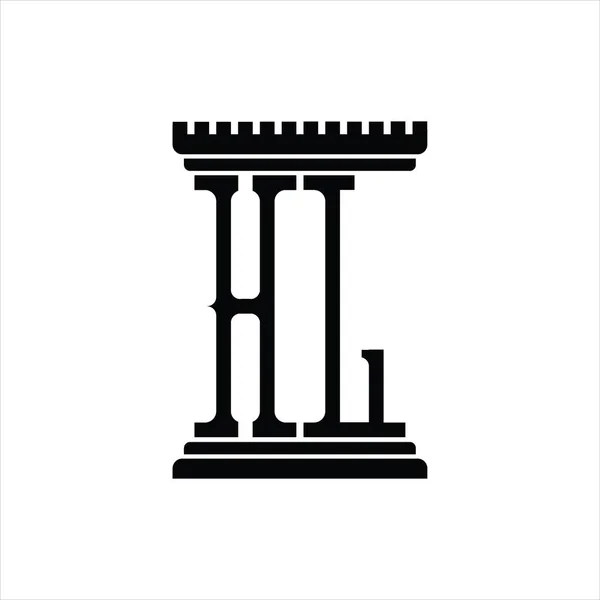 Logo Monogram Med Pelare Form Vit Bakgrund Design Mall — Stock vektor