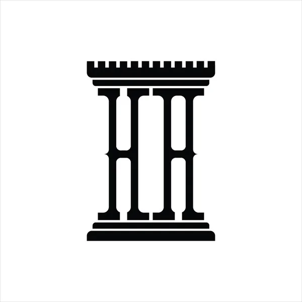 柱形の白い背景デザインのテンプレートとHaロゴのモノグラム — ストックベクタ