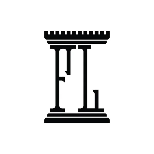 Logo Monogram Met Pilaar Vorm Witte Achtergrond Ontwerp Template — Stockvector