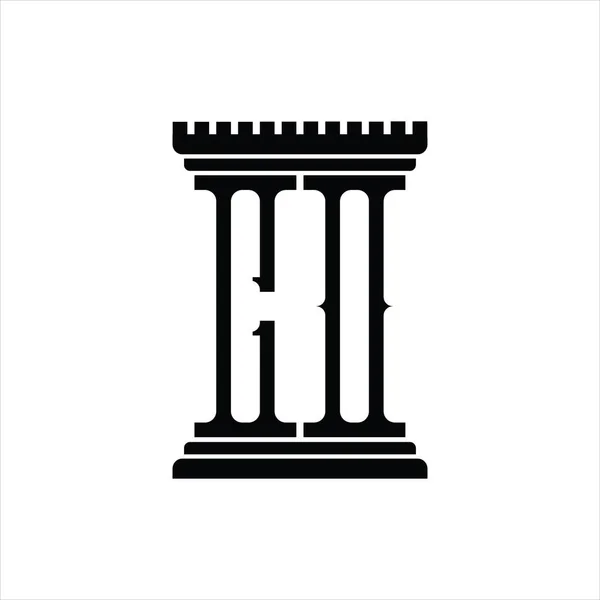 Logo Monogramm Mit Säulenform Weißer Hintergrund Design Vorlage — Stockvektor