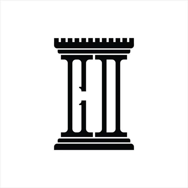 Μονογράφημα Logo Σχήμα Πυλώνα Λευκό Φόντο Πρότυπο Σχεδιασμού — Διανυσματικό Αρχείο