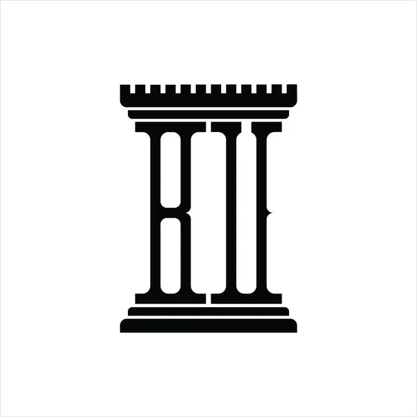 白い背景のデザインテンプレートの柱形のBuロゴモノグラム — ストックベクタ