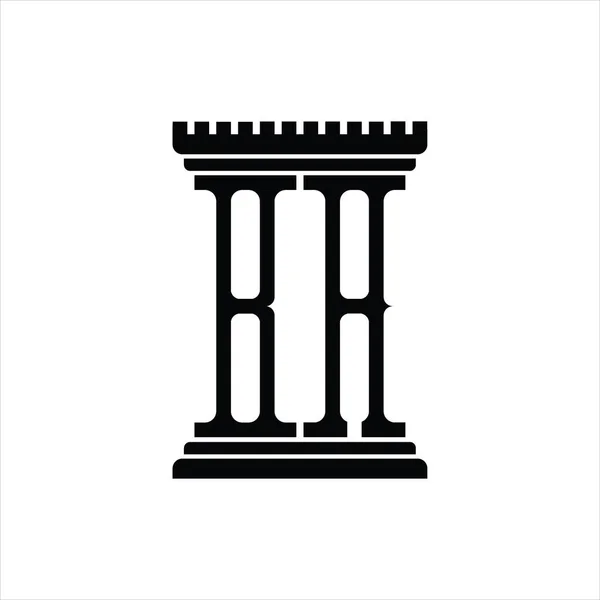 柱形の白い背景デザインテンプレートとBaロゴモノグラム — ストックベクタ