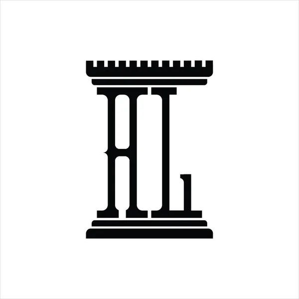 Logo Monogram Pillar Shape White Background Design Template — Stock Vector