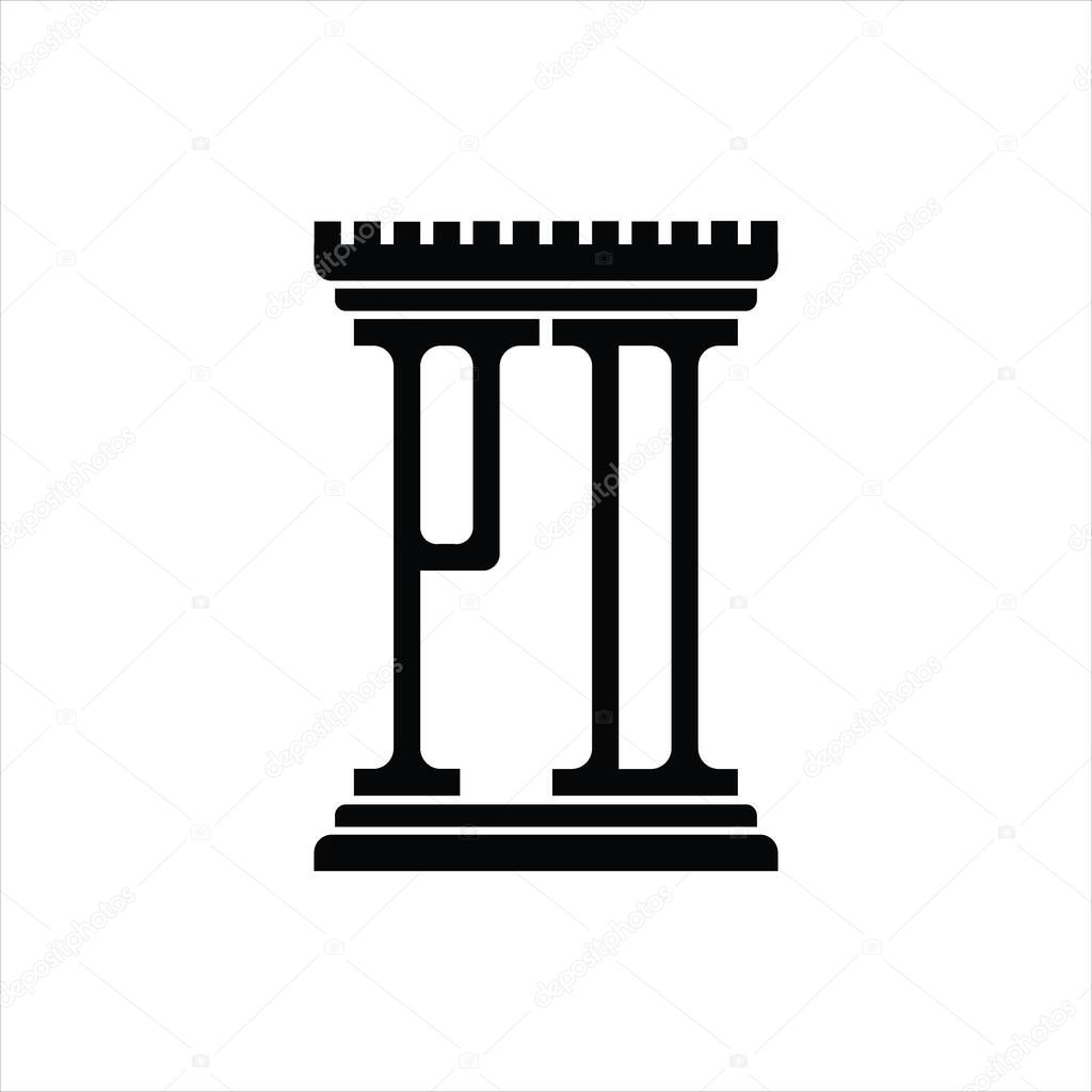 PD Logo monogram with pillar shape white background design template